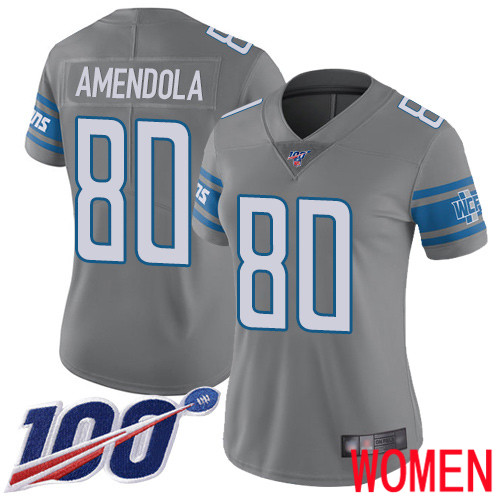 Detroit Lions Limited Steel Women Danny Amendola Jersey NFL Football #80 100th Season Rush Vapor Untouchable->women nfl jersey->Women Jersey